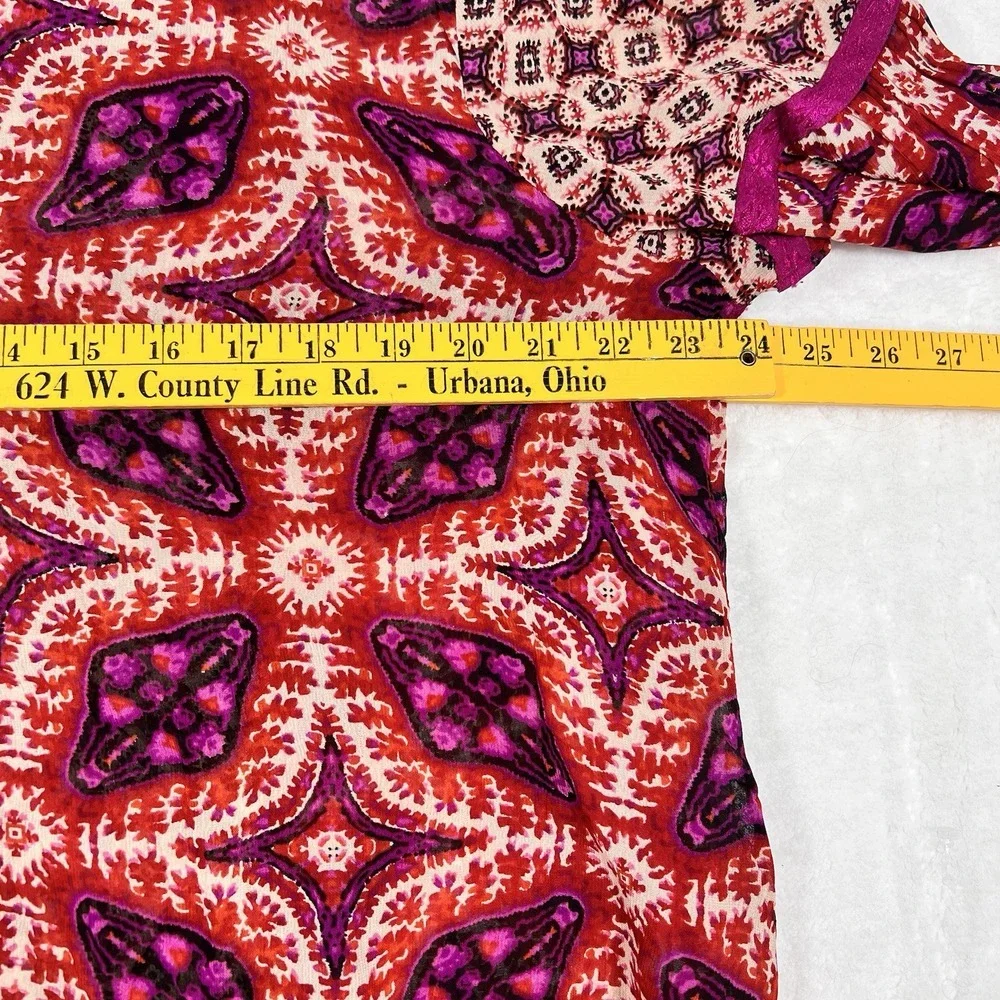 Bila Women XXL Billabong‎ Semi Sheer Crochet Trim Patchwork Tunic Boho Peasant